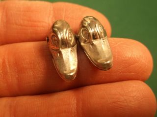 Awesome Rare Vtg Sterling Silver " Duck Head " Vest Clips With 4.  5 " Long Chain