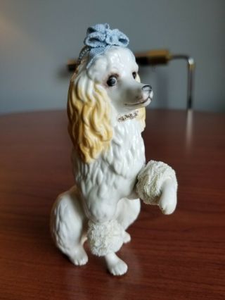 Vintage Muller Volkstedt Irish Dresden Lace Figurine Dog “mamma Poodle”