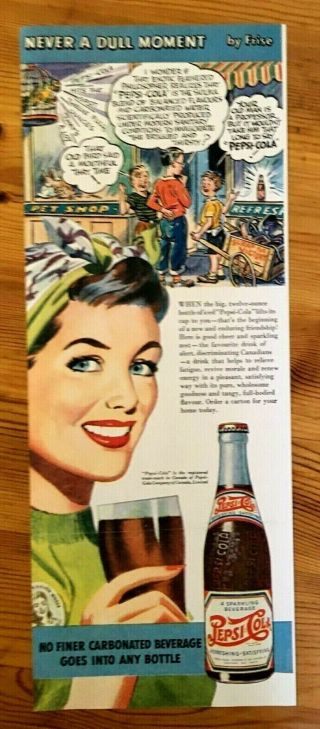 Rare 1943 Canadian Canada Ad Pepsi Cola Jimmy Frise Art Wwii Ration Recycling