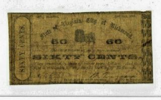 60 Cent " City Of Richmond " Rare 1800 