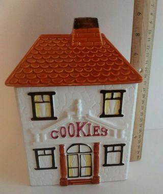 Vintage Ceramic Two - story Cookie Jar House Made In Japan RARE 3