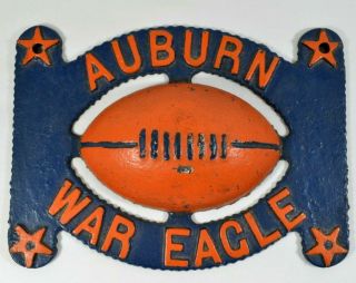 Vtg Rare Cast Iron Auburn Alabama War Eagle Football Wall Hanging Display 8 "