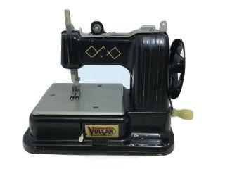 Vintage Toy Child’s Vulcan Rare Black Hand Crank Sewing Machine England