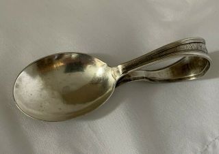 Vintage International Sterling Silver Curved Handle Baby Spoon Engd.  Pat 