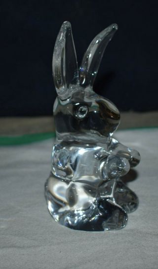 Rare Tall Daum France Cut Crystal Seated Long Eared Rabbit Figure - Signed