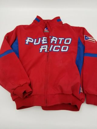 Vintage Puerto Rico World Baseball Classic Wbc Majestic Dugout Jacket Rare Xl