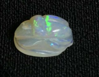 Antique Carved Opal Scarab Beetle Cabochon With Defect 9/7mm 3