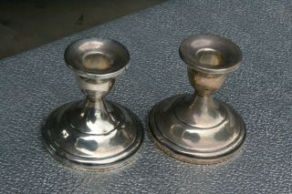 Sterling Silver 2 Weighted Vintage M R Candle Holders 4 " In Tall