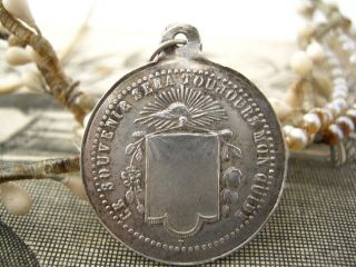 Holy Spirit Communion souvenir antique sterling silver religious medal pendant 2