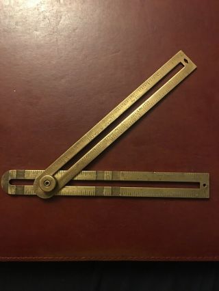 Antique12 In 1 Brass Combination Measuring Tool Rule Ruler Nashville Tn