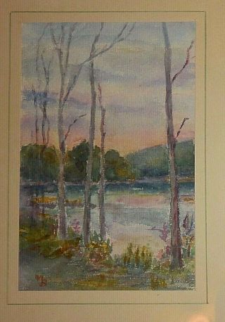 Vintage Halifax Water Color Of Lake Scene By M.  Brodie,  Frame - Lovely