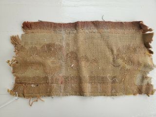 Antique 19th C.  French Aubusson Fragment Tapestry Fabric Striped Scrolls 16x9