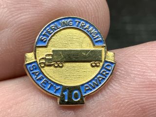 Sterling Transit Vintage Very Rare Truck Logo 10 Years Of Service Award Pin.