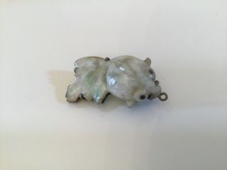 Rare Antique White Metal Chinese Jade ? Fish Brooch Pin Jewellery