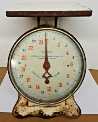 Antique / Vintage Scale.  Patented Oct.  29,  1912 / June 17,  1913.  Weight 25 Lbs.