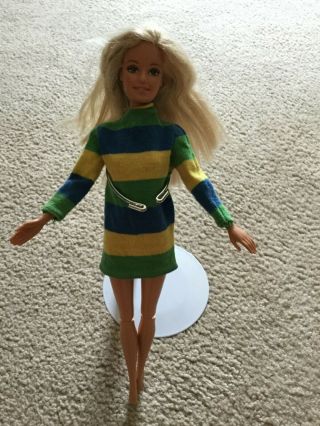 Mattel 1970 Barbie Doll 2020 Sharp Shift Thick Striped Dress Yellow Blue L.  Sle