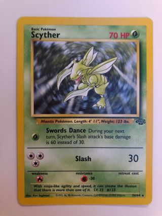 1999 Pokemon Scyther - Non Holo Rare Fossil 26/64 - Near (nm) - Wotc