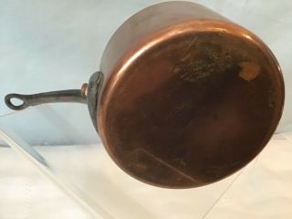 Antique Small - Size French Solid Copper Saucepan with Iron Handle 2