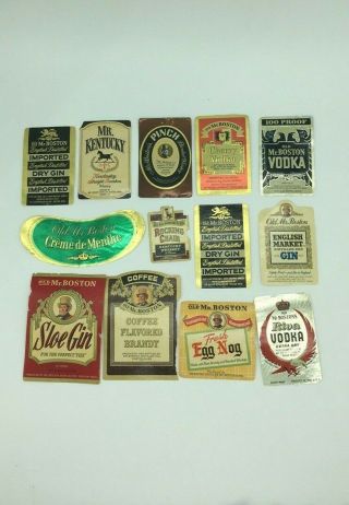 Antique Old Mr Boston Advertisement Alcohol Labels Vintage Set Of 26