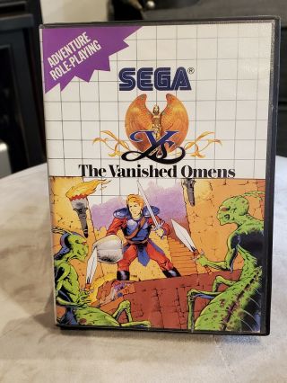 Ys The Vanished Omens Sms Sega Master System Rpg Game Cartridge W/ Case Rare