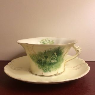 Antique Rosenthal Rc Sevres Printemps Germany Porcelain Cup And Saucer 1890 