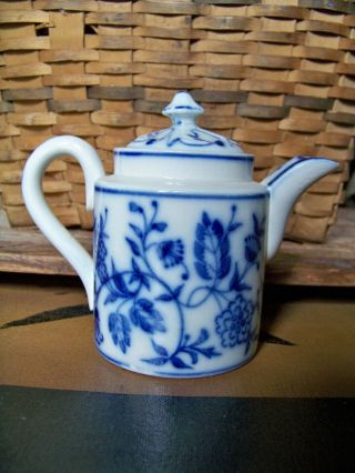Antique German Childs Flow Blue Onion Tea Pot Teapot Tea Set