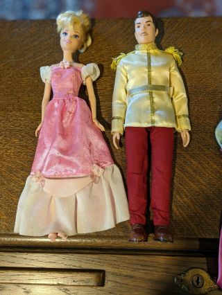 Cinderella And Prince Charming Dolls W/ Threes Dresses: Wedding Dress Has Shoes