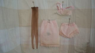 Vintage Judy Littlechap Lingerie set half slip bra panties and nylon stockings 2