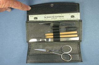 Antique Medical Surgical Of Biology Field Kit By Denver Fire Clay Co.  Scapel,
