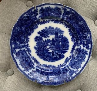 Antique Non Pareil Flow Blue 9 1/2 " Burgess & Leigh Dinner Plate C.  1891 England