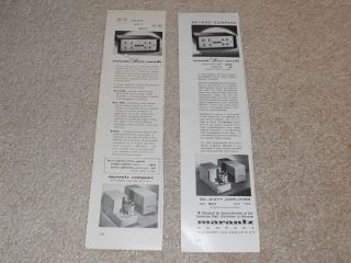 Marantz Tube Model 7,  Stere Console Ads (2),  Articles,  3 " X11 " Rare 1957 Originals