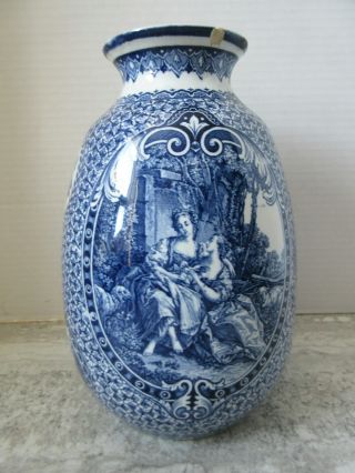 Antique German Royal Bonn Blue Transferwae Louis Xvi Vase