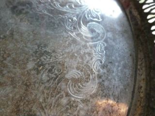 Vintage 12 Inches WM Rogers Round Tray Large Plate Silver Plated 2