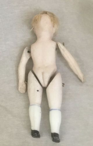 Antique German Bisque Frozen Charlotte Penny Doll Real Hair,  Jointed Arms & Legs 2