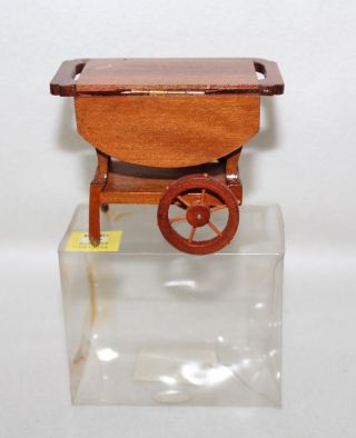 Vintage Doll House Wood Drop Leaf Rolling Serving Cart In Package