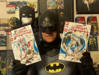 Rare SUPERMAN and BATMAN Color Sketch Cover Set DC Al Bigley Art 2