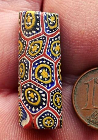 Perle Millefiori Verre Ancien Murano Mali Antique African Venetian Trade Bead Z6