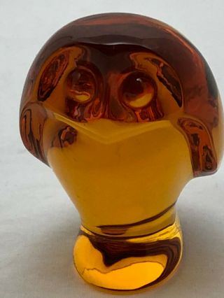 Vintage Baccarat Rare Amber Signed Baccarat France Crystal Owl Bird Figurine