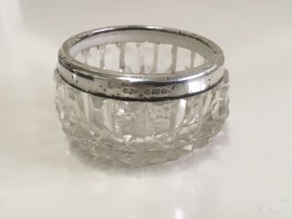 Lovley Solid Silver & Cut Glass Open Salt By Henry Perkins & Sons London 1922