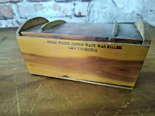 Antique Souvenir Wood Box 1917 Gettysburg Pa Jennie Wade House
