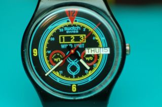 Vintage 1987 Swatch Watch Gb707 Navigator No Dots Rare