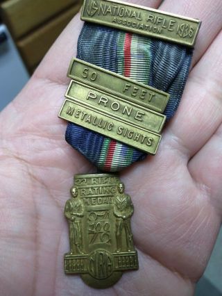 Antique 1936 Nra Shooting Medal 22 Rifle