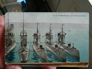 Rare Ww1 Wwi Post Card Postcard U.  S.  Navy Submarines Approx.  1915 - 1919