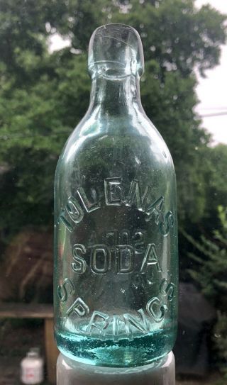 Antique Tolenas Soda Springs Bottle,  Late 1800s,  Light Aqua,  Cond.