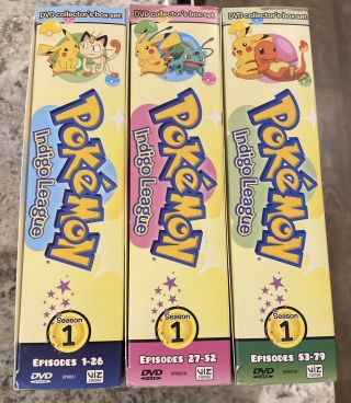 Pokemon: Indigo League: Season 1 (dvd,  Episodes 1 - 79) - 3 Box Set,  9 Disks,  Rare