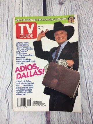 Vintage 1991 May 4 - 10 Tv Guide - Larry Hagman (dallas 