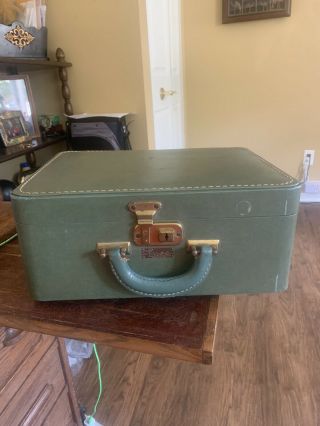 Vintage Luce Green Hard Shell Train Make Up Case Luggage 1950s (rare)