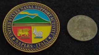 RARE US Navy Commander Naples Italy Naval Support Activity NSA US Challenge Coin 2