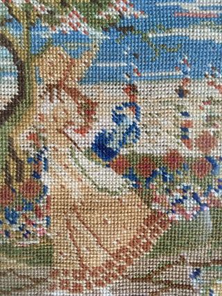 Vintage Antique Tapestry Hand Stitched Picture 8.  5in by 12in 2