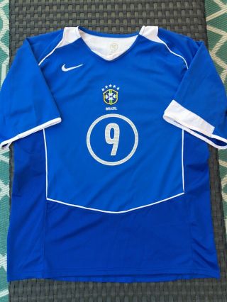Rare 2004 - 2006 Nike Brazil Ronaldo Away Blue Soccer Jersey Mens Size Xl